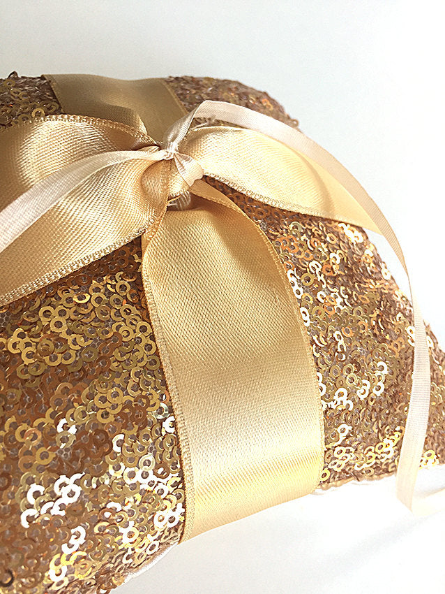 Ring Bearer Pillow / Gold Sequin / Gold Ribbon