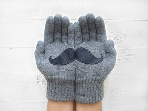Mustache Gloves / Gray