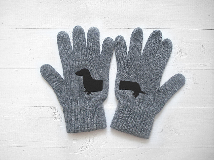 Dachshund Gloves / Grey