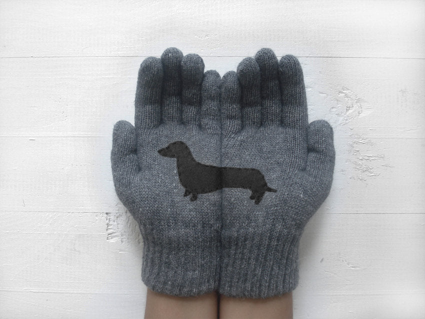 Dachshund Gloves / Grey