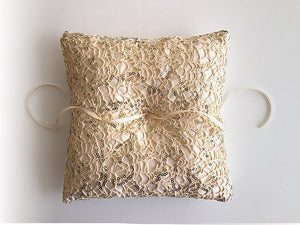 Ring Bearer Pillow / Gold Fishnet Sequin